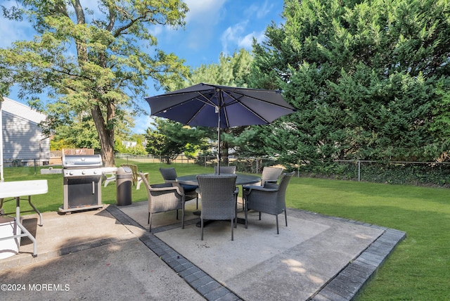 view of patio / terrace featuring a grill