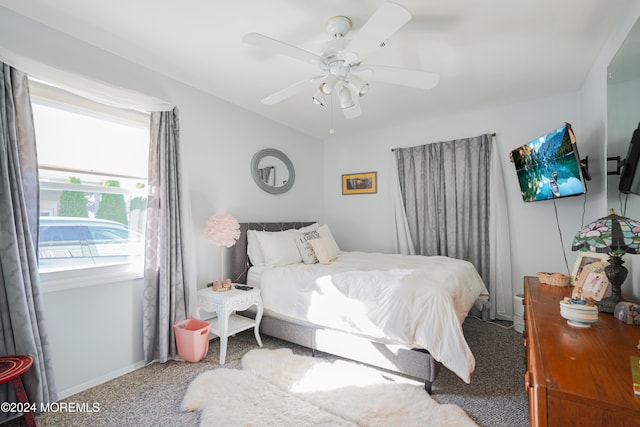 bedroom with carpet and ceiling fan