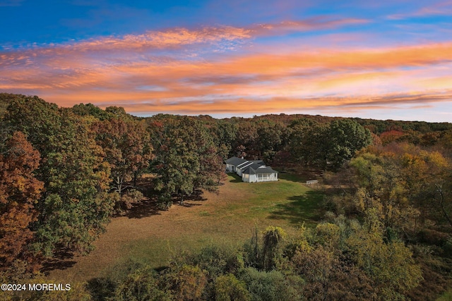 view of aerial view at dusk