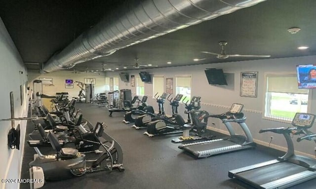 gym with ceiling fan