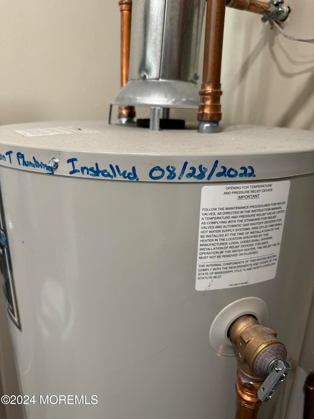 interior details with gas water heater