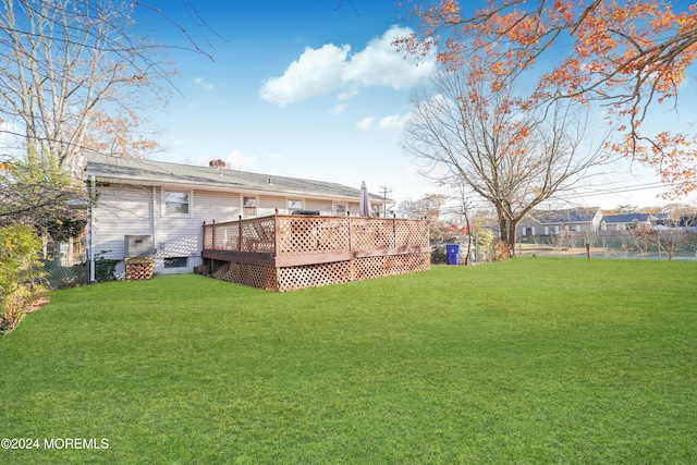 view of yard featuring a deck