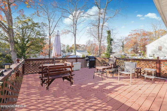 deck featuring area for grilling