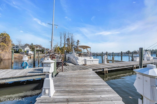 dock area featuring a water view