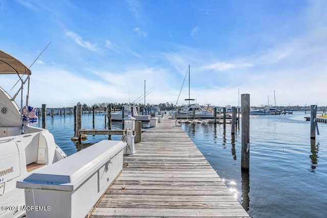 view of dock featuring a water view