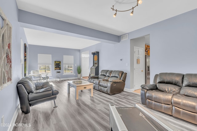 living room featuring light hardwood / wood-style floors