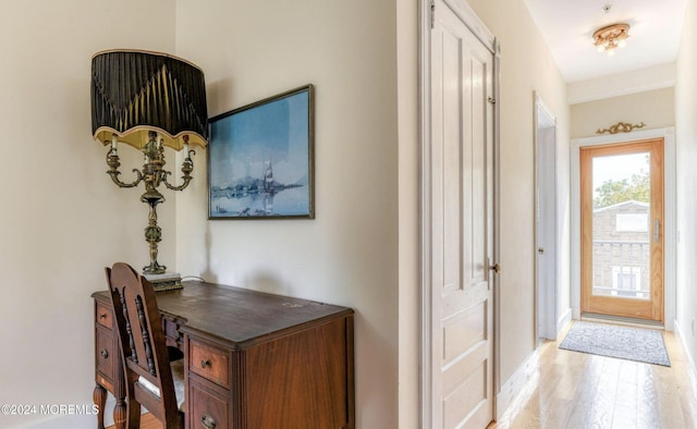 foyer entrance featuring light wood-type flooring