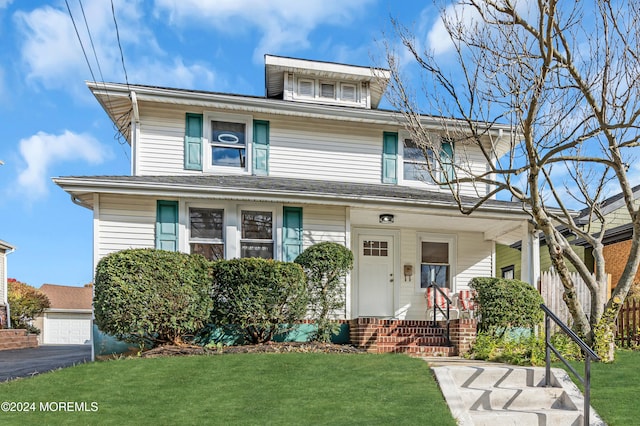 front facade featuring a front yard