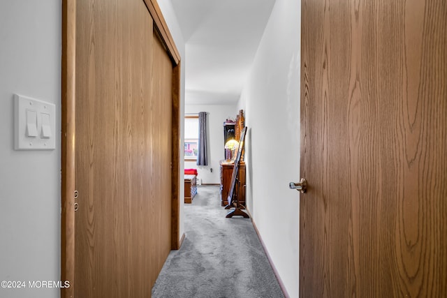 hallway with light carpet