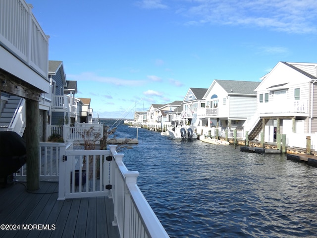 view of dock featuring a water view