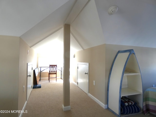 additional living space with carpet and lofted ceiling