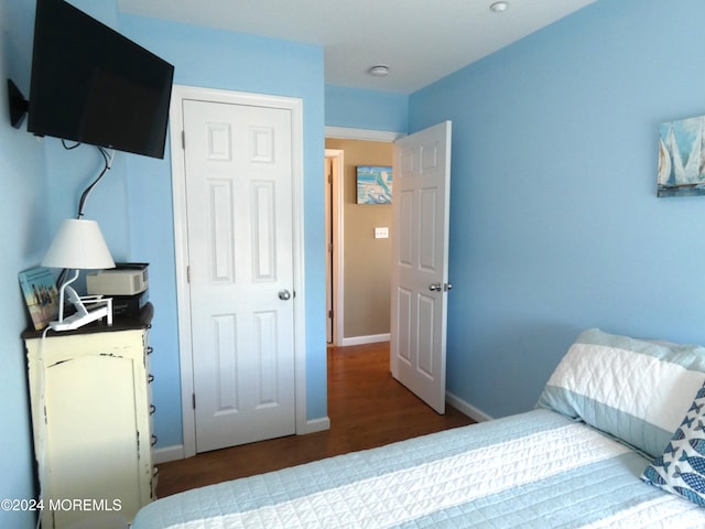 bedroom featuring dark wood-type flooring