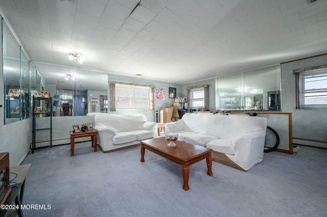 living room featuring a baseboard radiator