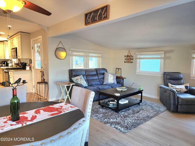 161 N Ensign Dr, Little Egg Harbor, NJ 08087 - living room with healthy amount of natural light, light wood-style flooring, and a ceiling fan
