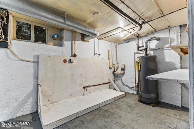 basement with water heater