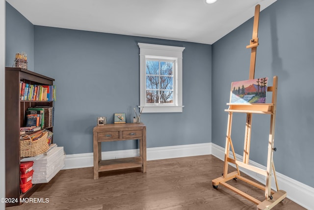 interior space with dark hardwood / wood-style floors