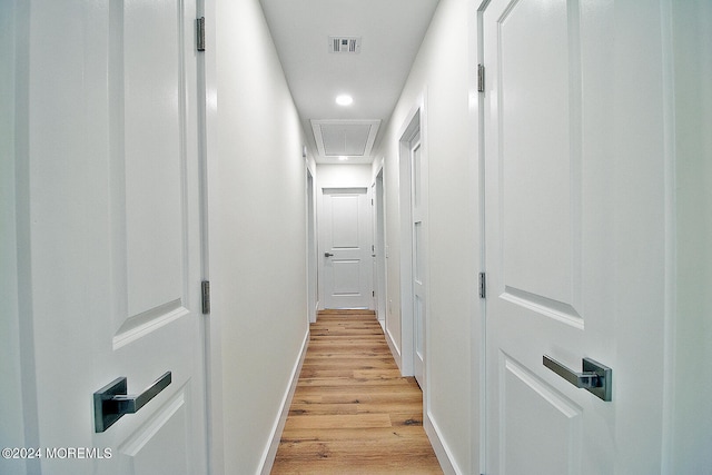 corridor featuring light wood-type flooring