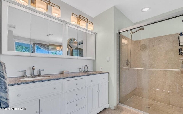 404 Ocean Rd, Spring Lake, NJ 07762 - full bathroom featuring a shower stall and double vanity