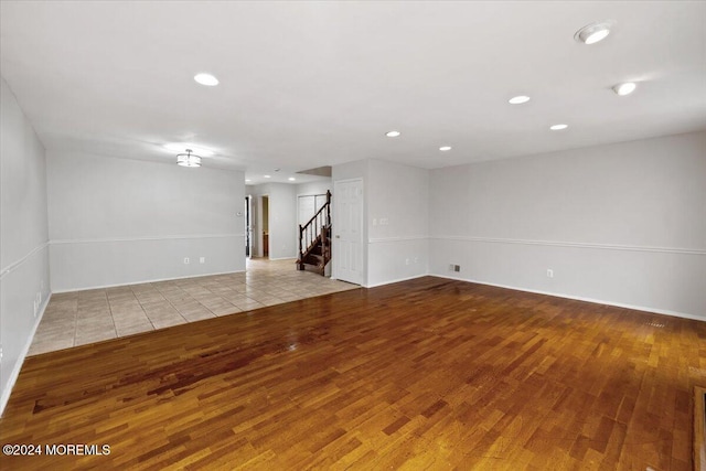 spare room featuring light hardwood / wood-style floors