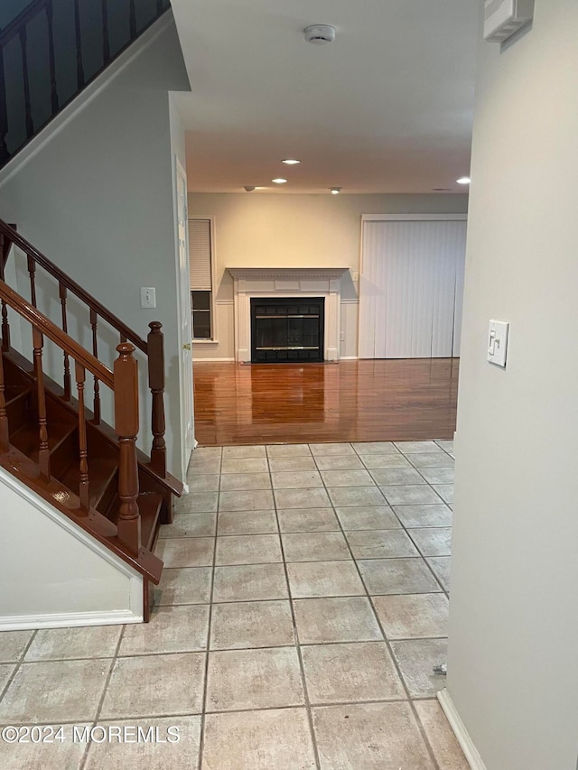 interior space featuring light tile patterned flooring