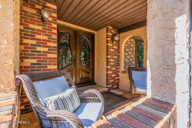 doorway to property featuring french doors