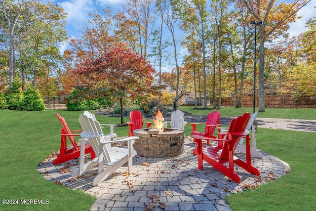 view of patio with an outdoor fire pit