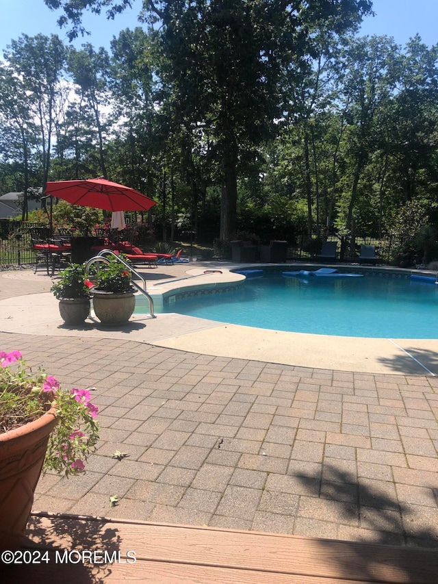 view of pool featuring a patio