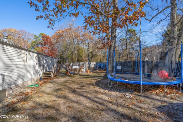 view of yard featuring a trampoline