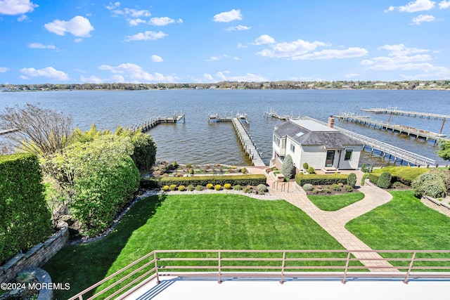 view of water feature featuring a dock