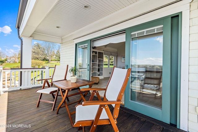 deck featuring covered porch