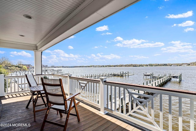 view of dock featuring a water view