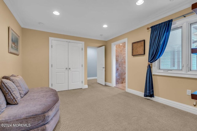 living area with light carpet