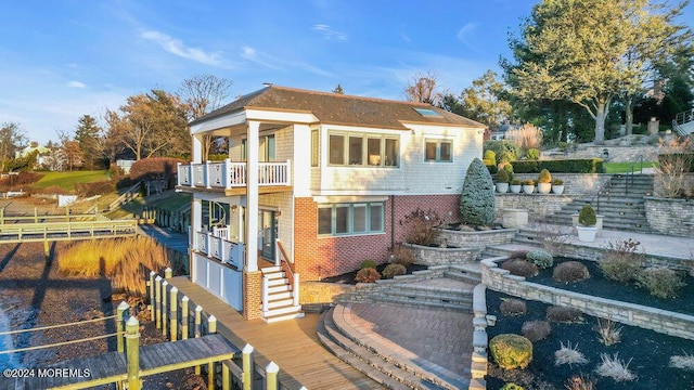 exterior space with a balcony