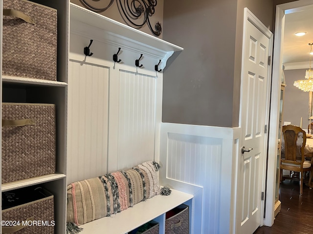 mudroom featuring dark hardwood / wood-style floors