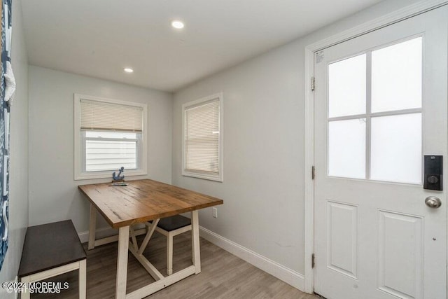 office area featuring light hardwood / wood-style flooring