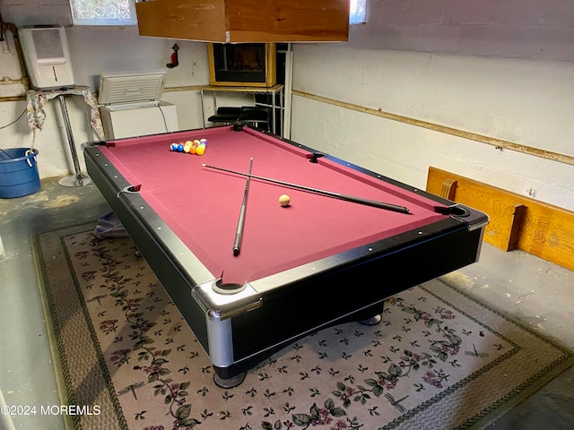 playroom with concrete flooring and pool table