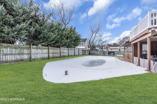 view of yard featuring a patio area and a fenced backyard