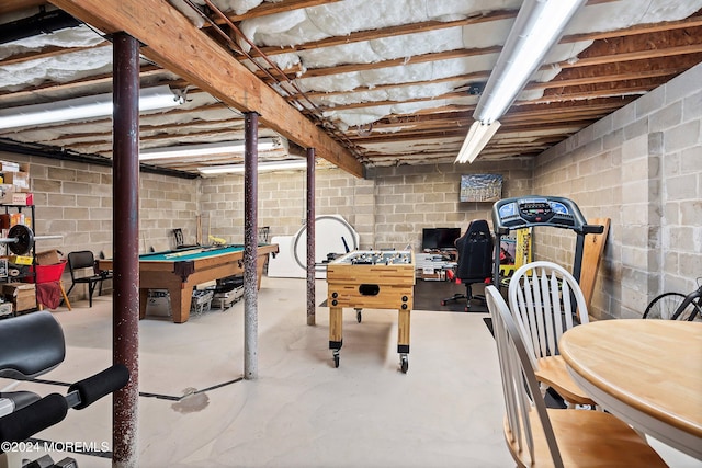 game room featuring concrete flooring and pool table