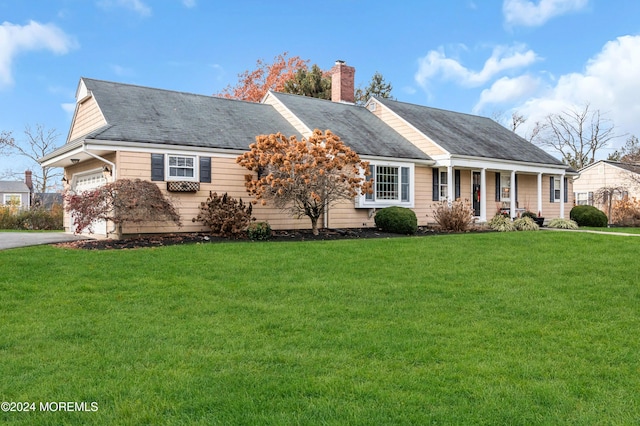 view of front of property featuring a porch and a front lawn