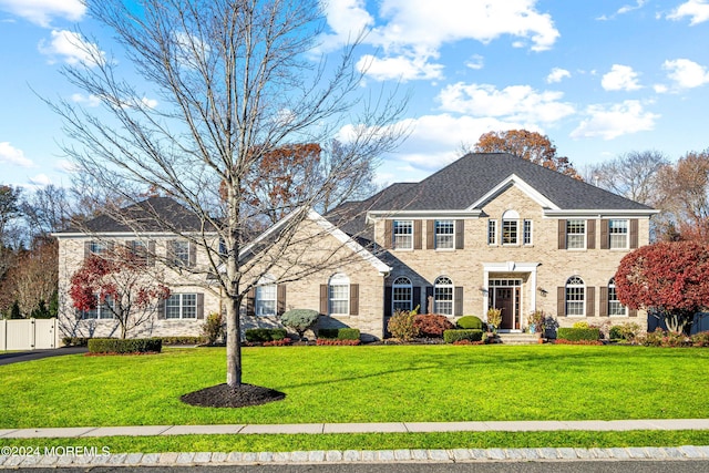 colonial inspired home with a front yard