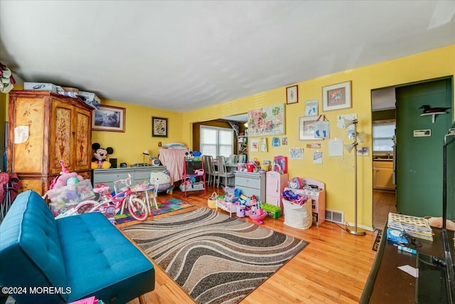 rec room featuring hardwood / wood-style flooring