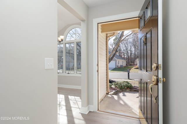 foyer with light hardwood / wood-style flooring