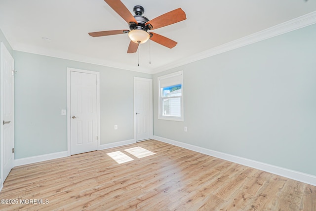 10 Inverell Dr, Toms River, NJ 08757 - unfurnished bedroom featuring light wood finished floors, crown molding, baseboards, and ceiling fan