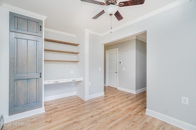 10 Inverell Dr, Toms River, NJ 08757 - spare room with ceiling fan, light wood finished floors, crown molding, baseboards, and a baseboard heating unit