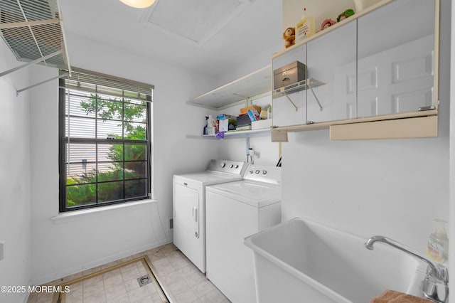 17 Suffolk Way, Marlboro, NJ 07746 - laundry area with washer and dryer, baseboards, and attic access