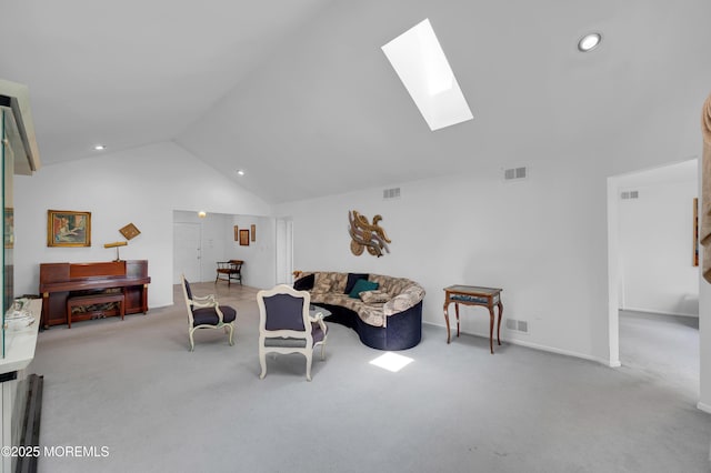 17 Suffolk Way, Marlboro, NJ 07746 - living area with a skylight, carpet, lofted ceiling, and recessed lighting