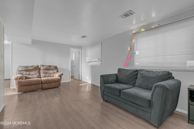 living room with hardwood / wood-style floors