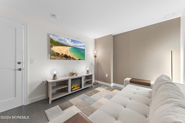 living room with hardwood / wood-style flooring