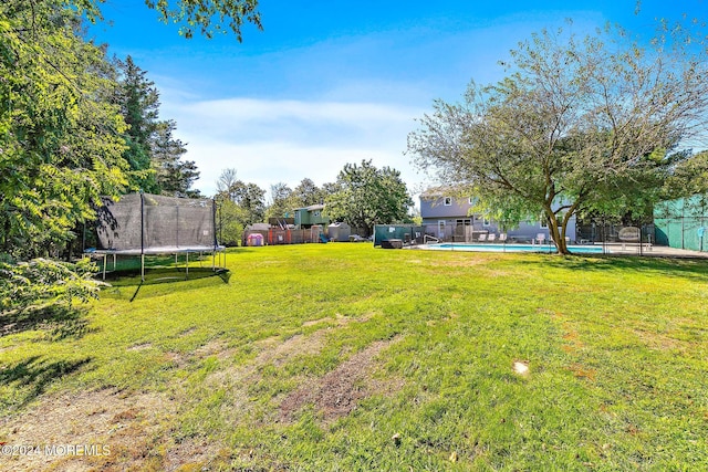 view of yard with a trampoline