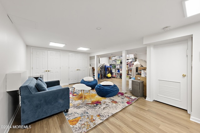 living room featuring light wood-type flooring